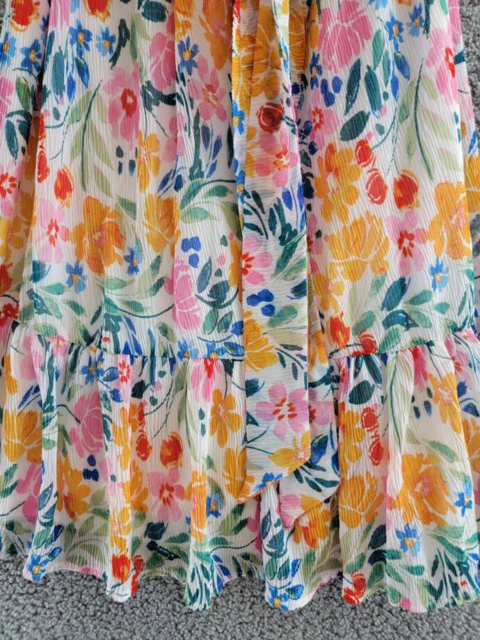 AQUA Strapless Tie Waist Mini Dress Women's XL Multi Floral Ruffled Side Zip