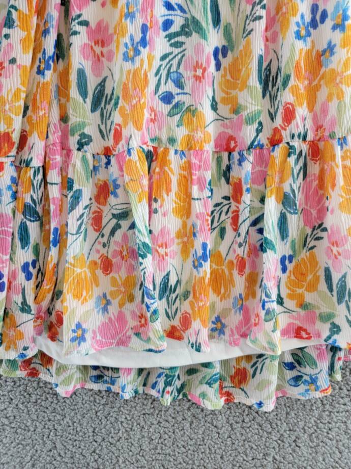 AQUA Strapless Tie Waist Mini Dress Women's XL Multi Floral Ruffled Side Zip