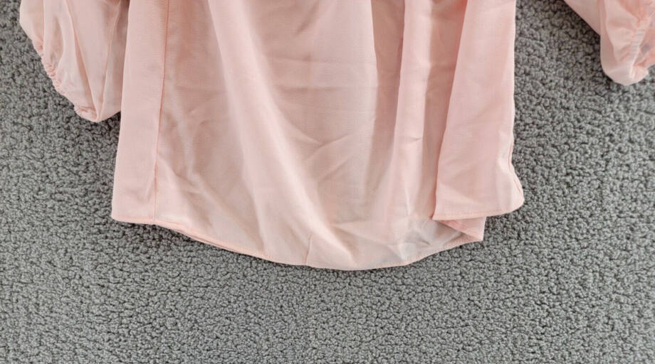 1.STATE Cold-Shoulder Top Women's XXS Pink Taffeta Back Button Long Sleeve