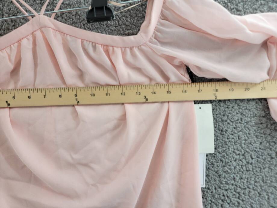 1.STATE Cold-Shoulder Top Women's XXS Pink Taffeta Back Button Long Sleeve