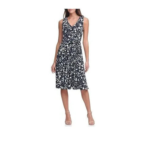 Tommy Hilfiger Windblown Daisy Dress Women's 10 Sky Captain Multi Back Zip