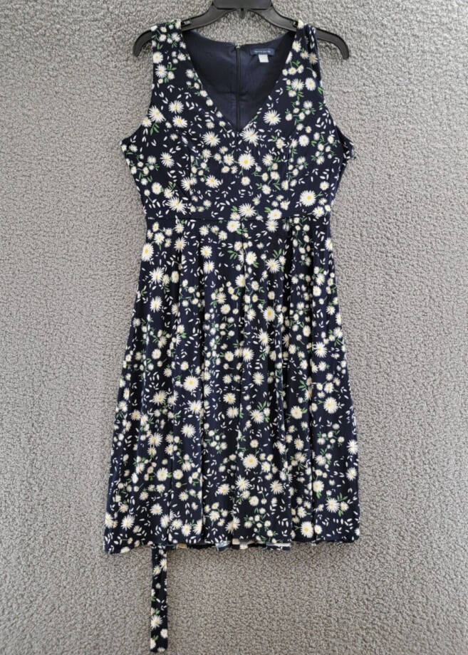 Tommy Hilfiger Windblown Daisy Dress Women's 10 Sky Captain Multi Back Zip
