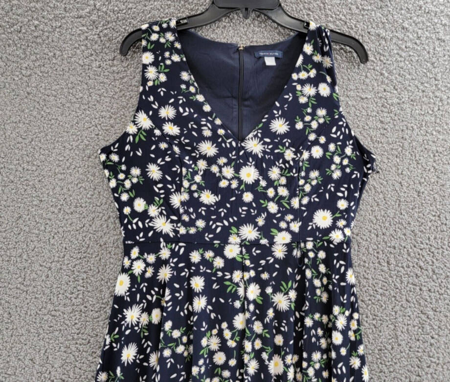 Tommy Hilfiger Windblown Daisy Dress Women's 10 Sky Captain Multi Back Zip