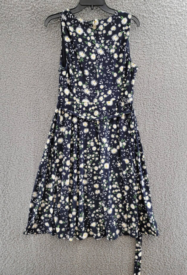 Tommy Hilfiger Windblown Daisy Dress Women's 10 Sky Captain Multi Back Zip