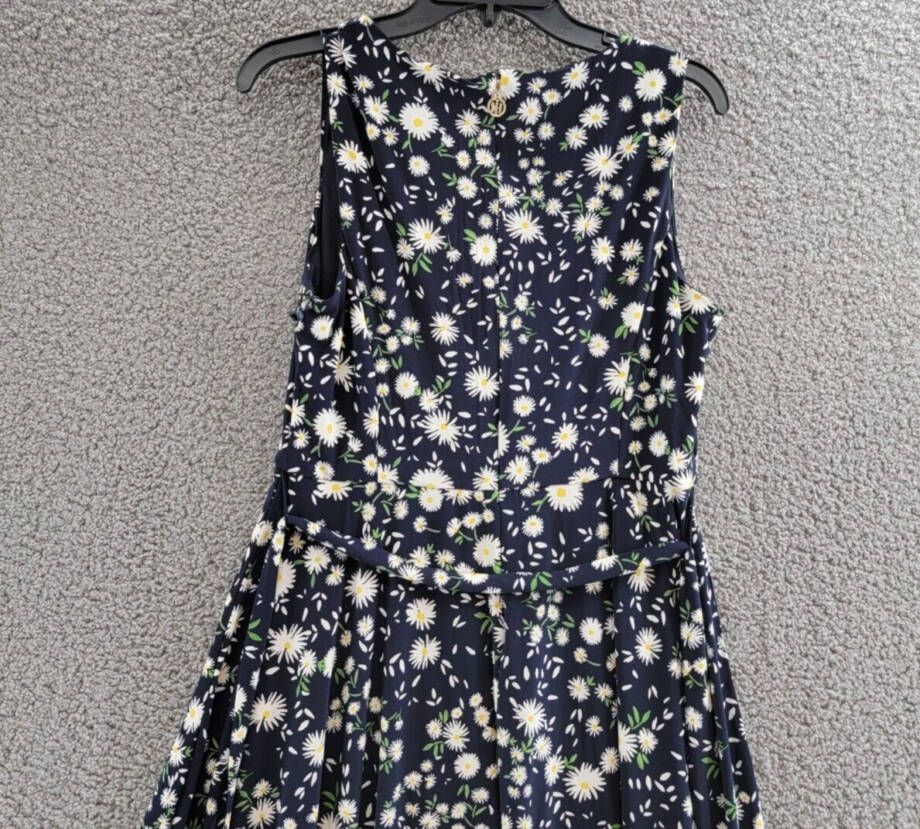 Tommy Hilfiger Windblown Daisy Dress Women's 10 Sky Captain Multi Back Zip