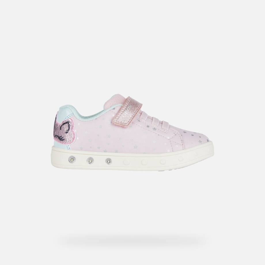 Geox Skylin Light up Removable Insole Low Cut Sneakers Girls 35 Pink