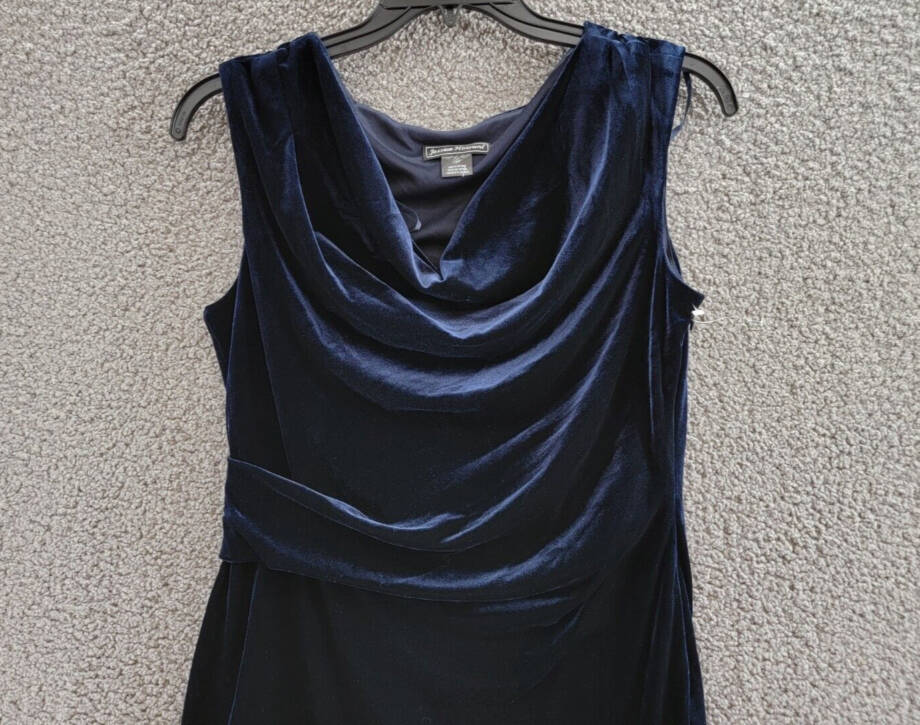 Jessica Howard Petite Velvet Cowl-Neck Sheath Dress Women's 12P Navy Pullover