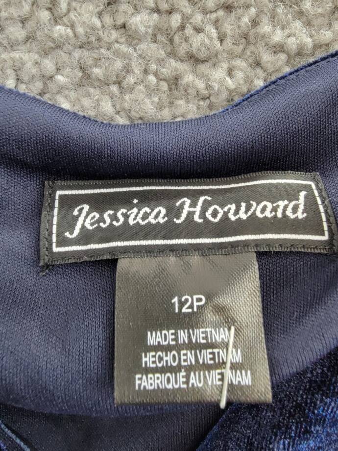 Jessica Howard Petite Velvet Cowl-Neck Sheath Dress Women's 12P Navy Pullover
