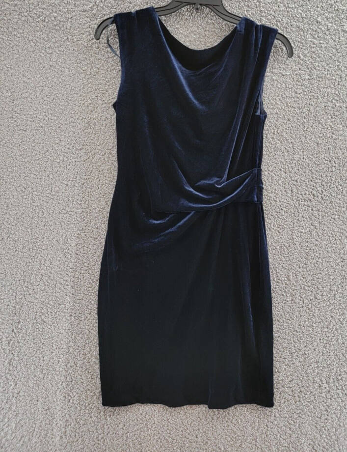 Jessica Howard Petite Velvet Cowl-Neck Sheath Dress Women's 12P Navy Pullover
