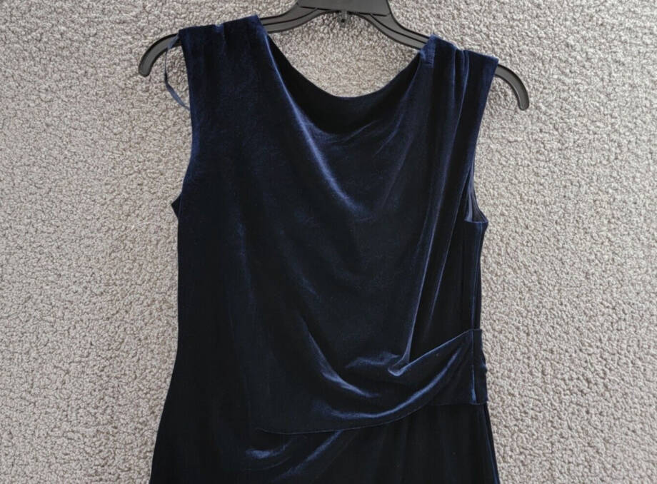Jessica Howard Petite Velvet Cowl-Neck Sheath Dress Women's 12P Navy Pullover