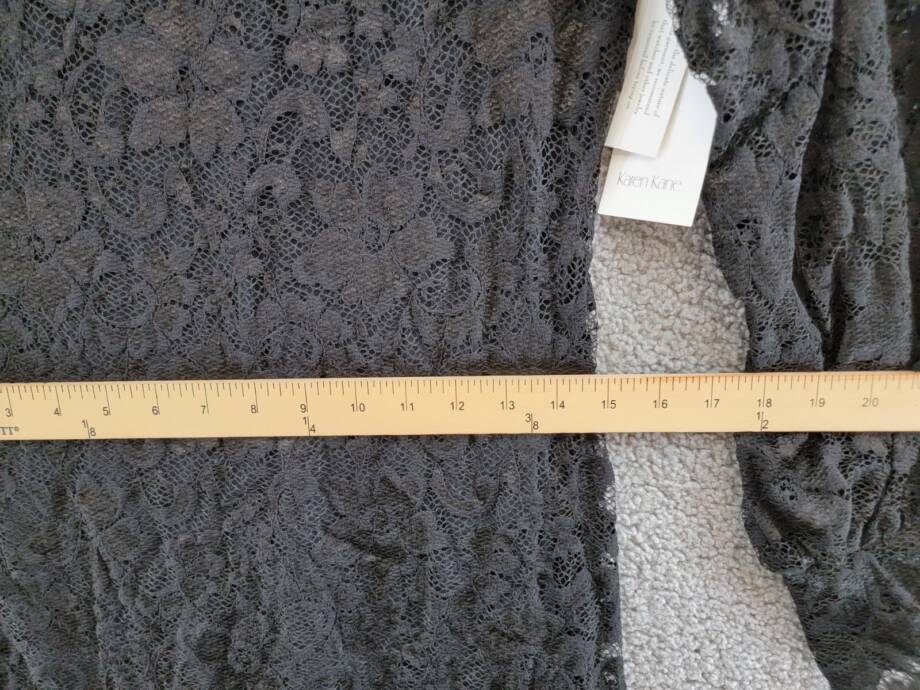 Karen Kane Lace Boat Neck Shift Dress Women's S Black Scalloped Hem Pullover L/S
