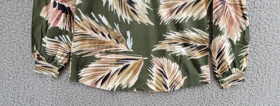 NZT NIC+ZOE Fern Perfect Knit Henley Blouse Women's XS Green Multi Long Sleeve