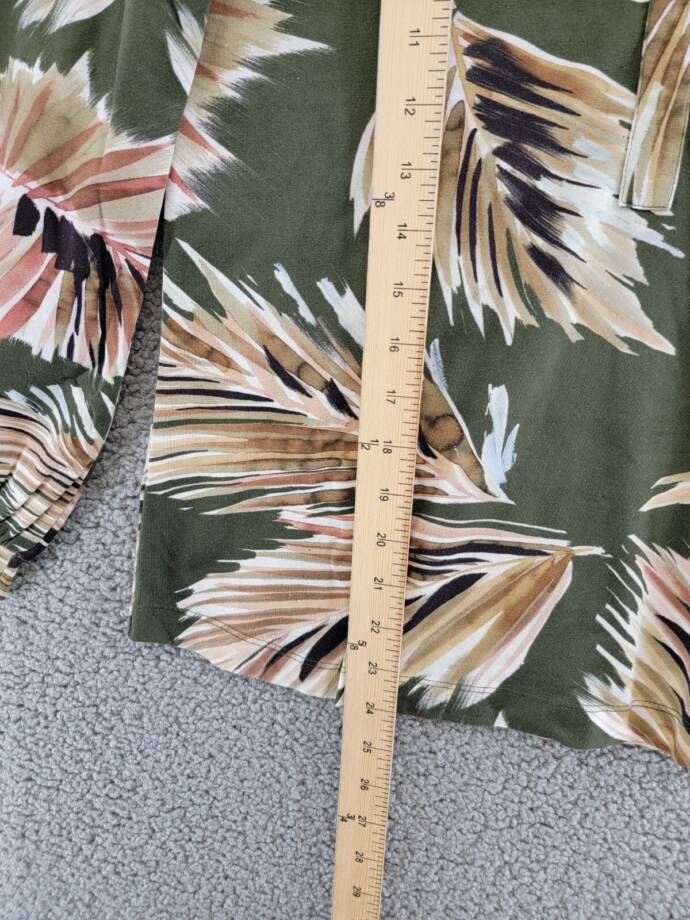 NZT NIC+ZOE Fern Perfect Knit Henley Blouse Women's XS Green Multi Long Sleeve