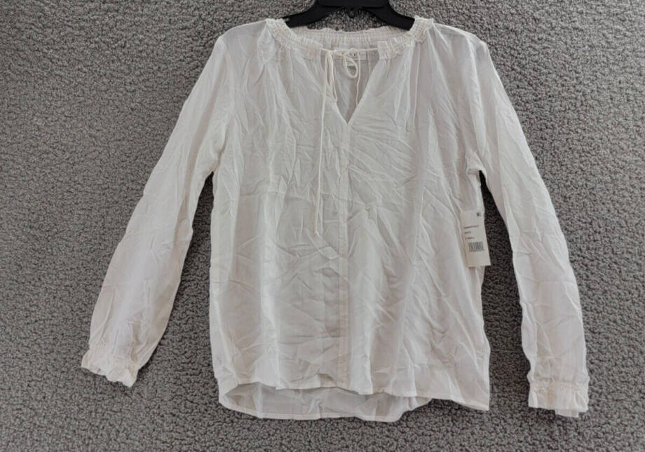 Velvet By Graham & Spencer V-Neck Long Sleeves Pullover Top Women's XS White