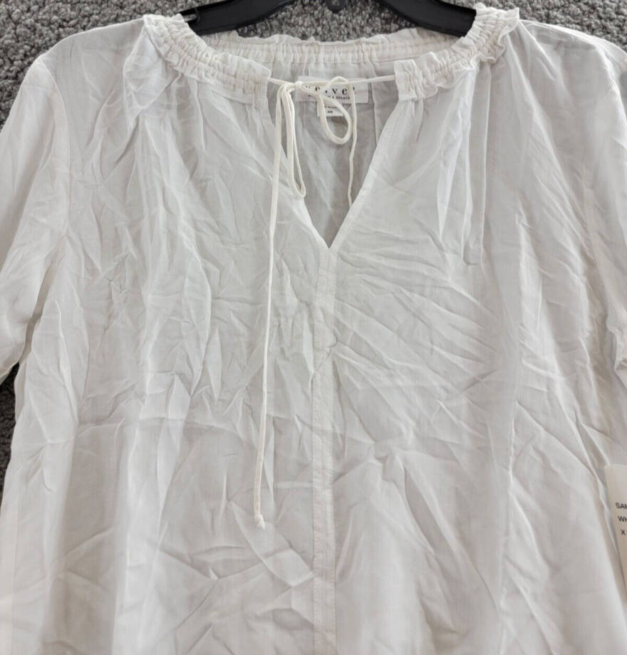 Velvet By Graham & Spencer V-Neck Long Sleeves Pullover Top Women's XS White