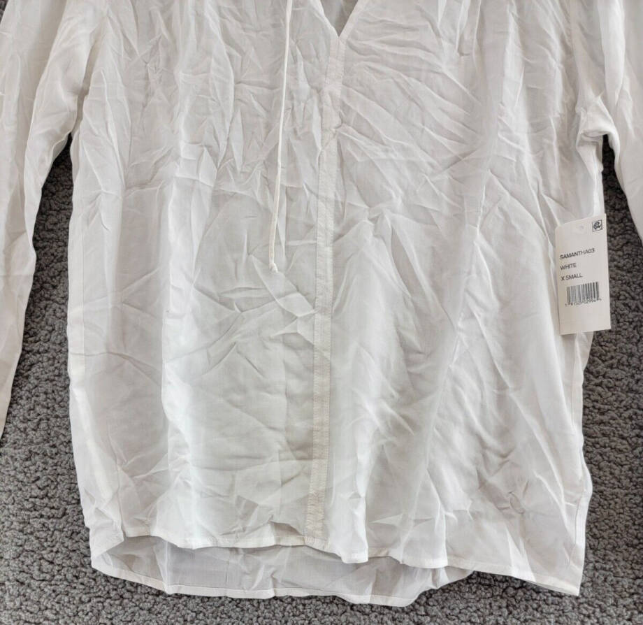 Velvet By Graham & Spencer V-Neck Long Sleeves Pullover Top Women's XS White