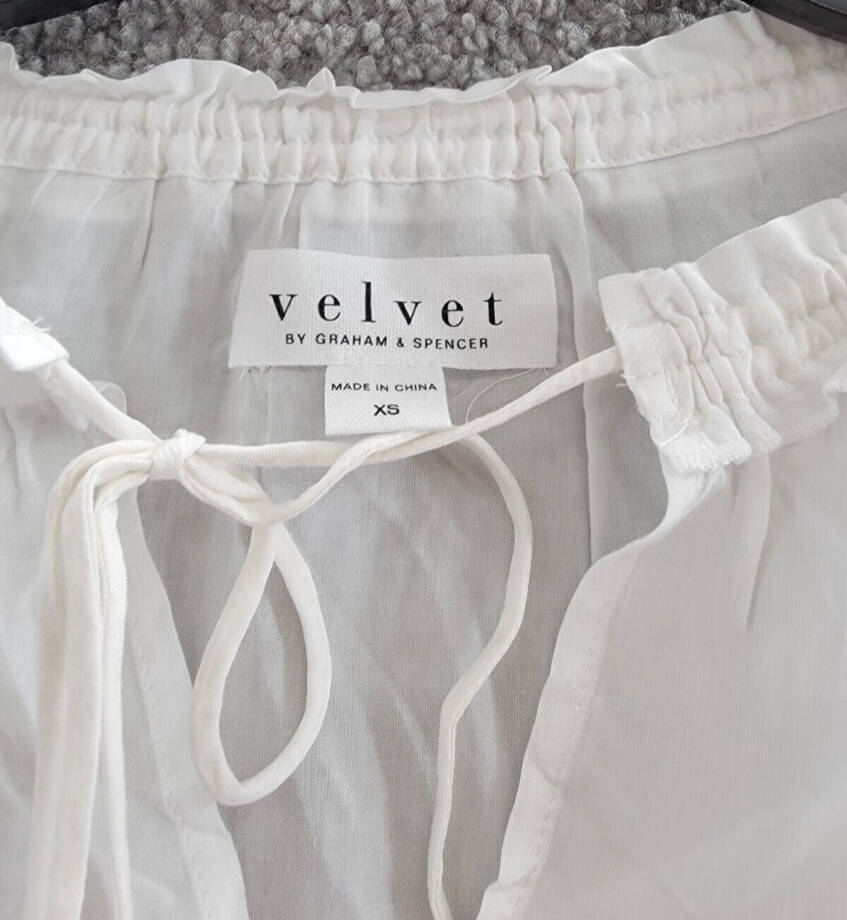 Velvet By Graham & Spencer V-Neck Long Sleeves Pullover Top Women's XS White