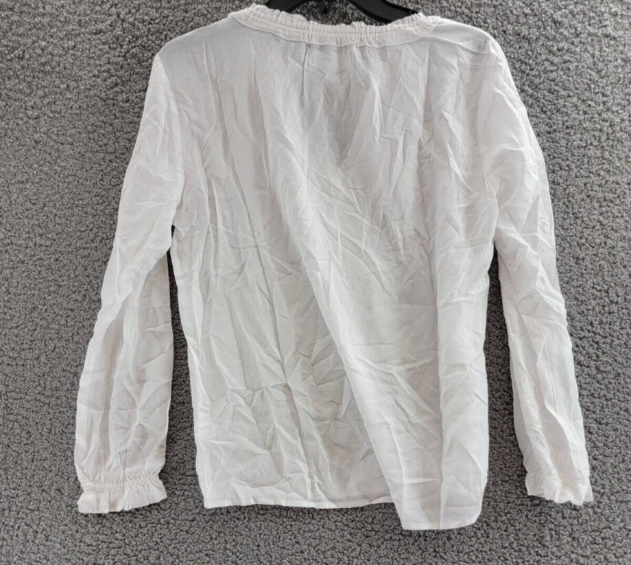 Velvet By Graham & Spencer V-Neck Long Sleeves Pullover Top Women's XS White