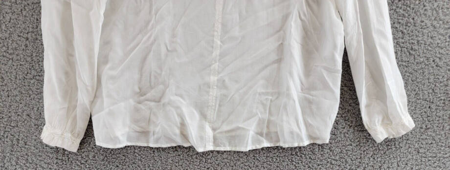 Velvet By Graham & Spencer V-Neck Top Women's M White Split Neck Long Sleeve
