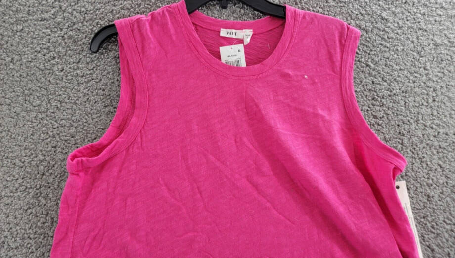 Wilt Crossover Hem Top Women's M Hot Pink Heather Crew Neck Sleeveless Pullover