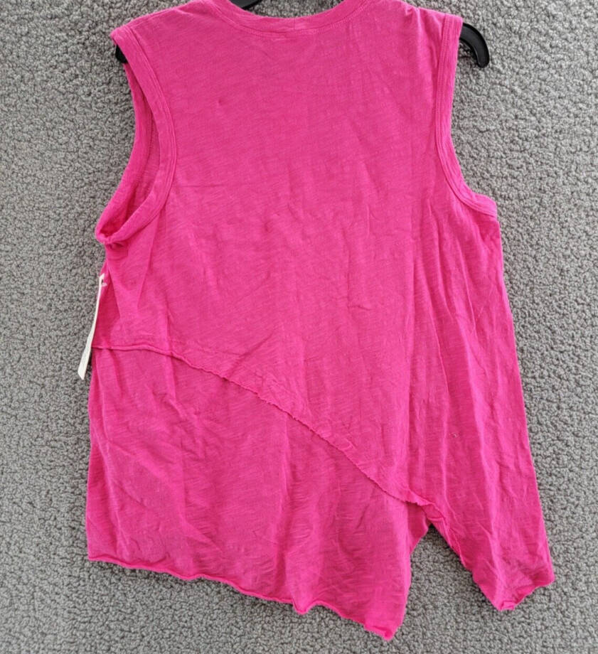 Wilt Crossover Hem Top Women's M Hot Pink Heather Crew Neck Sleeveless Pullover