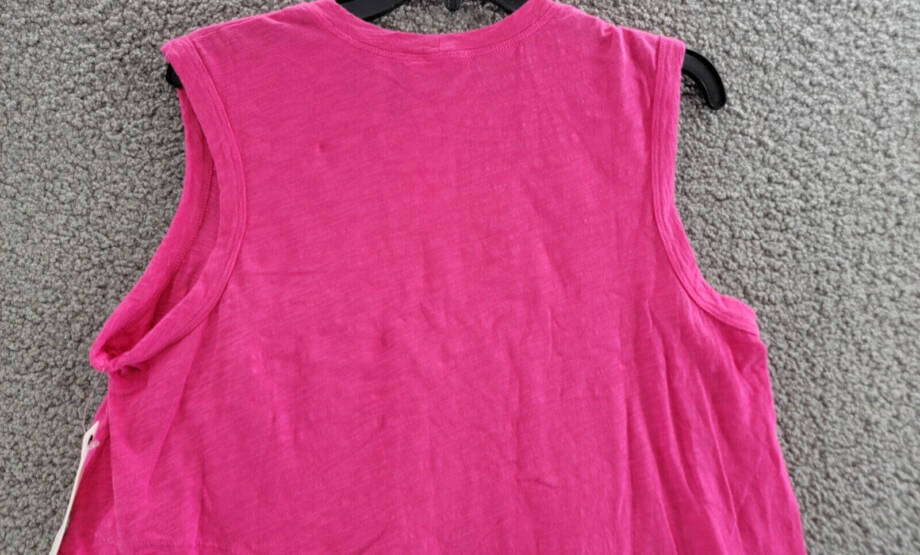 Wilt Crossover Hem Top Women's M Hot Pink Heather Crew Neck Sleeveless Pullover