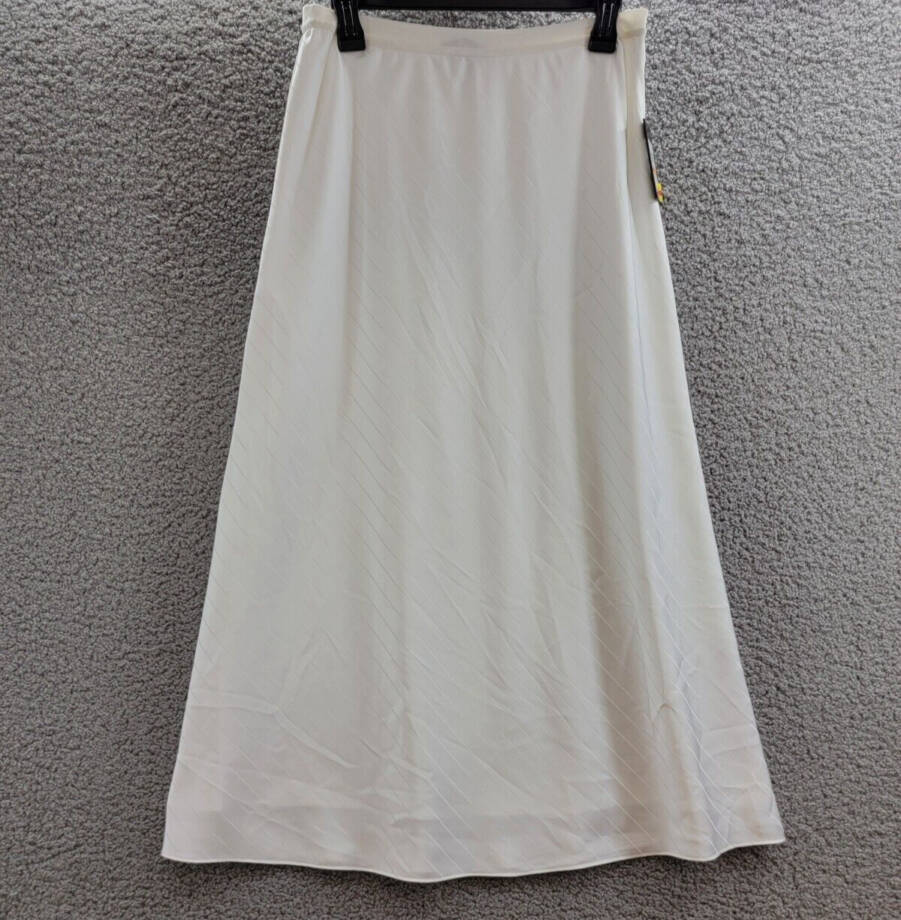 DKNY Jacquard-Stripe Slip Skirt Women's S Ivory Elastic Waist Pull On