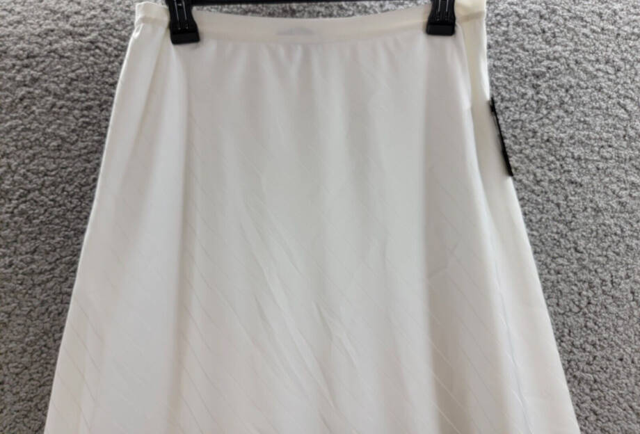 DKNY Jacquard-Stripe Slip Skirt Women's S Ivory Elastic Waist Pull On
