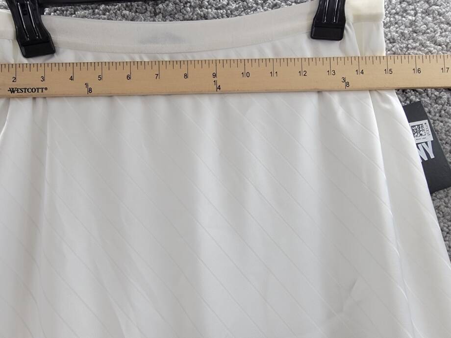 DKNY Jacquard-Stripe Slip Skirt Women's S Ivory Elastic Waist Pull On