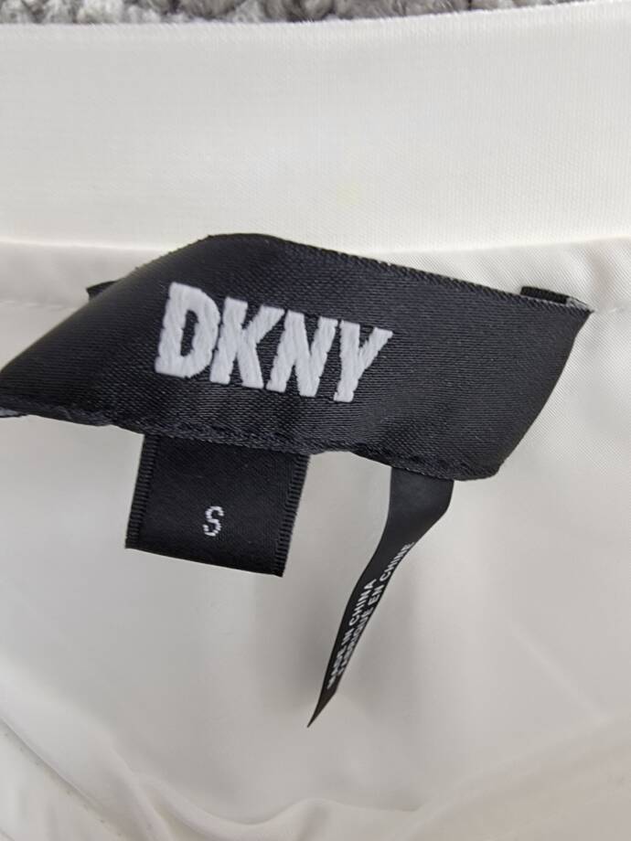 DKNY Jacquard-Stripe Slip Skirt Women's S Ivory Elastic Waist Pull On