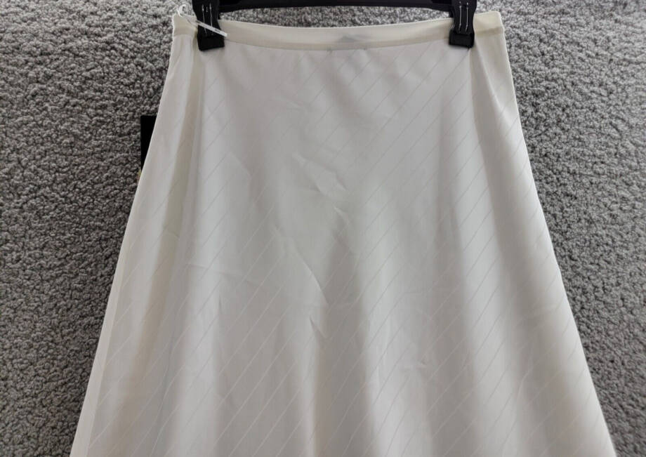 DKNY Jacquard-Stripe Slip Skirt Women's S Ivory Elastic Waist Pull On