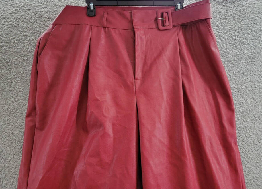 Nina Parker Plus Size Trendy Faux-Leather Wide-Leg Pants Women's 22W Burgundy~