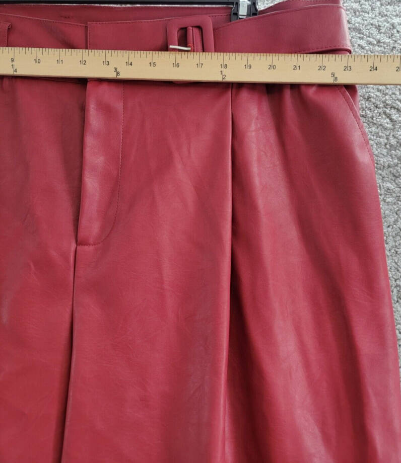 Nina Parker Plus Size Trendy Faux-Leather Wide-Leg Pants Women's 22W Burgundy~