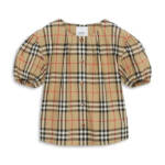 Burberry Sheryl Check Stretch Twill Blouse Little Girls' 4Y Archive Beige S/S
