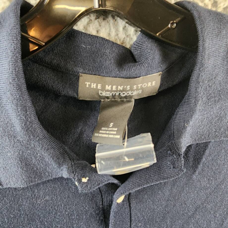 The Men's Store at Bloomingdales Cotton Two Button Sweater Polo Mens S True Navy