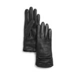 Fownes Brothers Ruched Leather Tech Gloves Women's M Black Solid