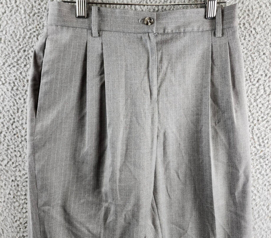 Calvin Klein Pleated Pinstripe Ankle Pants Women's 4 Gray Multi Zip/Button