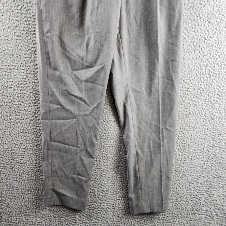 Calvin Klein Pleated Pinstripe Ankle Pants Women's 4 Gray Multi Zip/Button