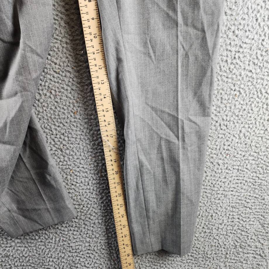 Calvin Klein Pleated Pinstripe Ankle Pants Women's 4 Gray Multi Zip/Button