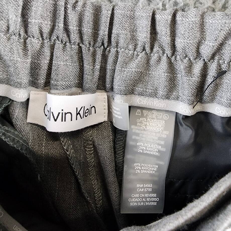 Calvin Klein Pleated Pinstripe Ankle Pants Women's 4 Gray Multi Zip/Button