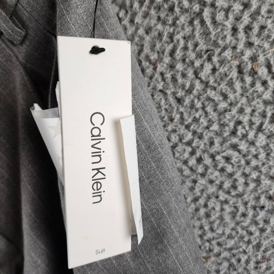 Calvin Klein Pleated Pinstripe Ankle Pants Women's 4 Gray Multi Zip/Button