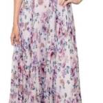 Crystal Doll Pleated Flutter Sleeve Floral Maxi Dress Juniors' 7 Multi Back Zip