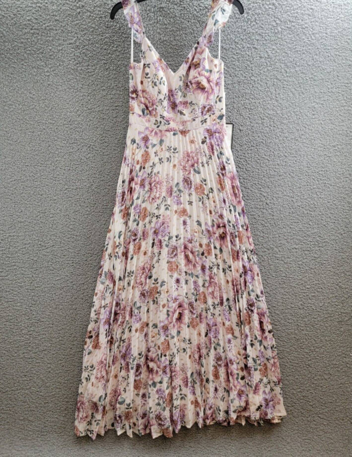 Crystal Doll Pleated Flutter Sleeve Floral Maxi Dress Juniors' 7 Multi Back Zip