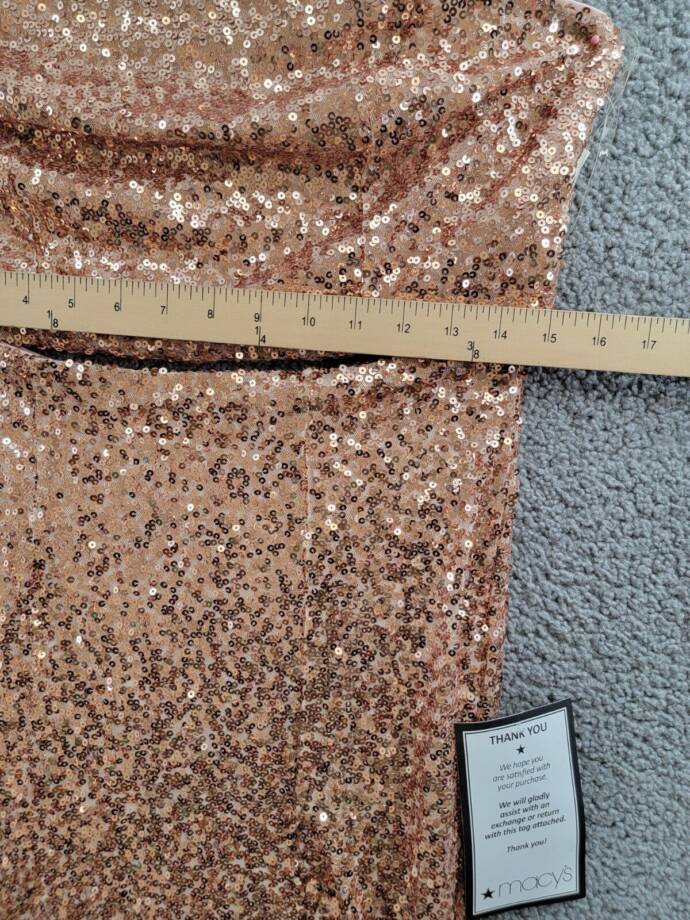 Emerald Sundae 2-Pc. Sequined Halter Dress Juniors L Rose Gold Back Zip Closure
