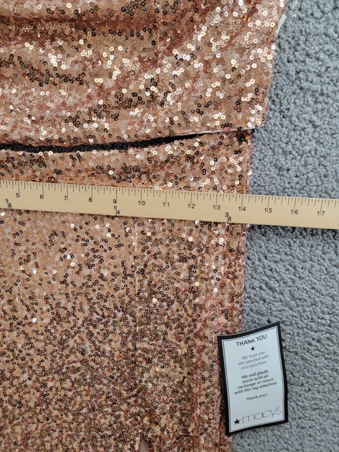 Emerald Sundae 2-Pc. Sequined Halter Dress Juniors L Rose Gold Back Zip Closure
