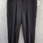 Anne Klein Slim-Leg Ankle Pants Women's 16 Black Extended Tab W/ Zip Fly Closure