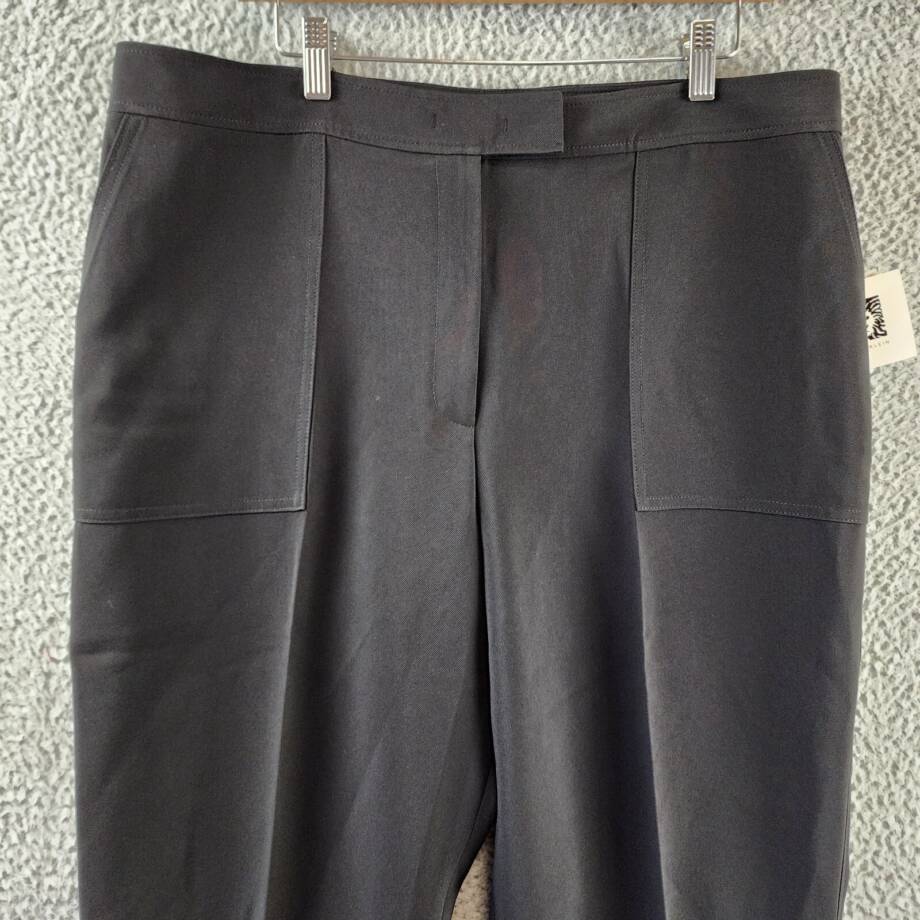 Anne Klein Slim-Leg Ankle Pants Women's 16 Black Extended Tab W/ Zip Fly Closure