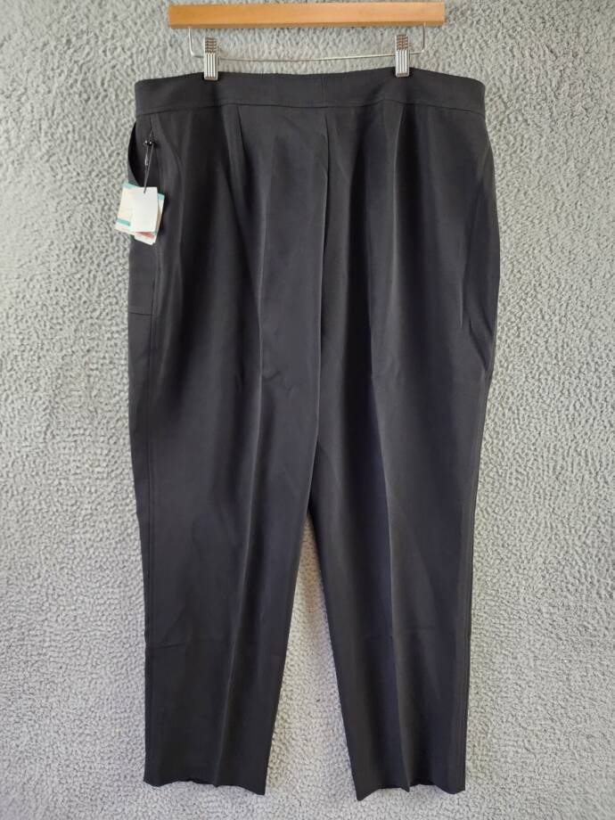 Anne Klein Slim-Leg Ankle Pants Women's 16 Black Extended Tab W/ Zip Fly Closure