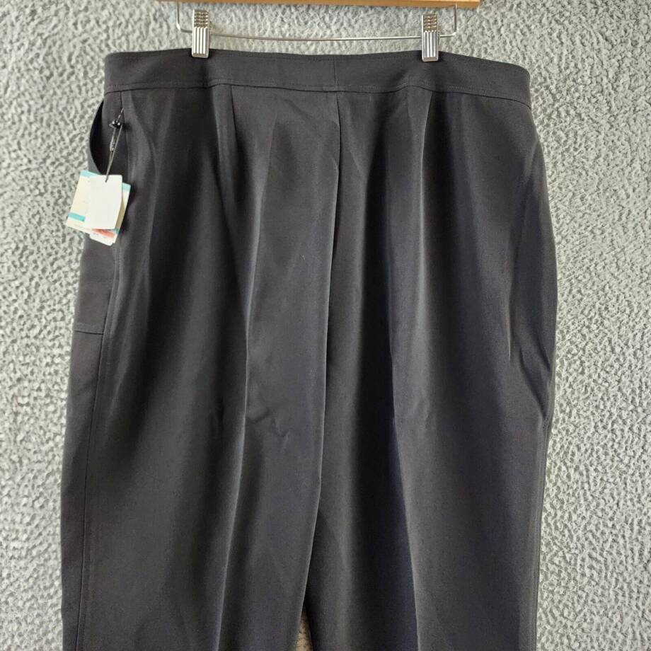Anne Klein Slim-Leg Ankle Pants Women's 16 Black Extended Tab W/ Zip Fly Closure