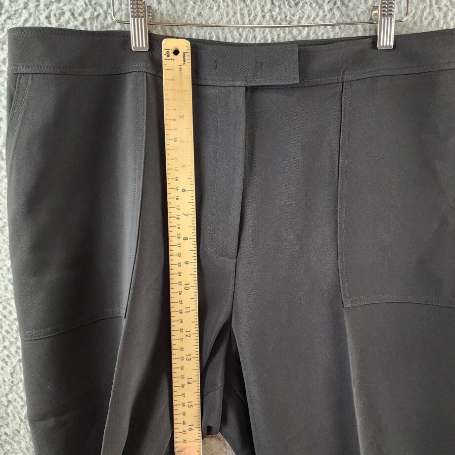 Anne Klein Slim-Leg Ankle Pants Women's 16 Black Extended Tab W/ Zip Fly Closure